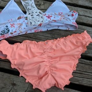 VS Ruched Bikini Bottoms in Coral